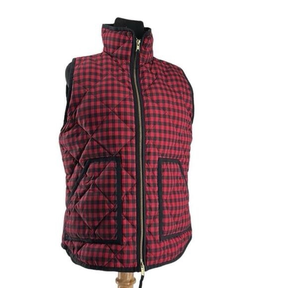 J.Crew quilted vest down fil buffalo plaid cottage mountain outdoors sz sm - Picture 9 of 10